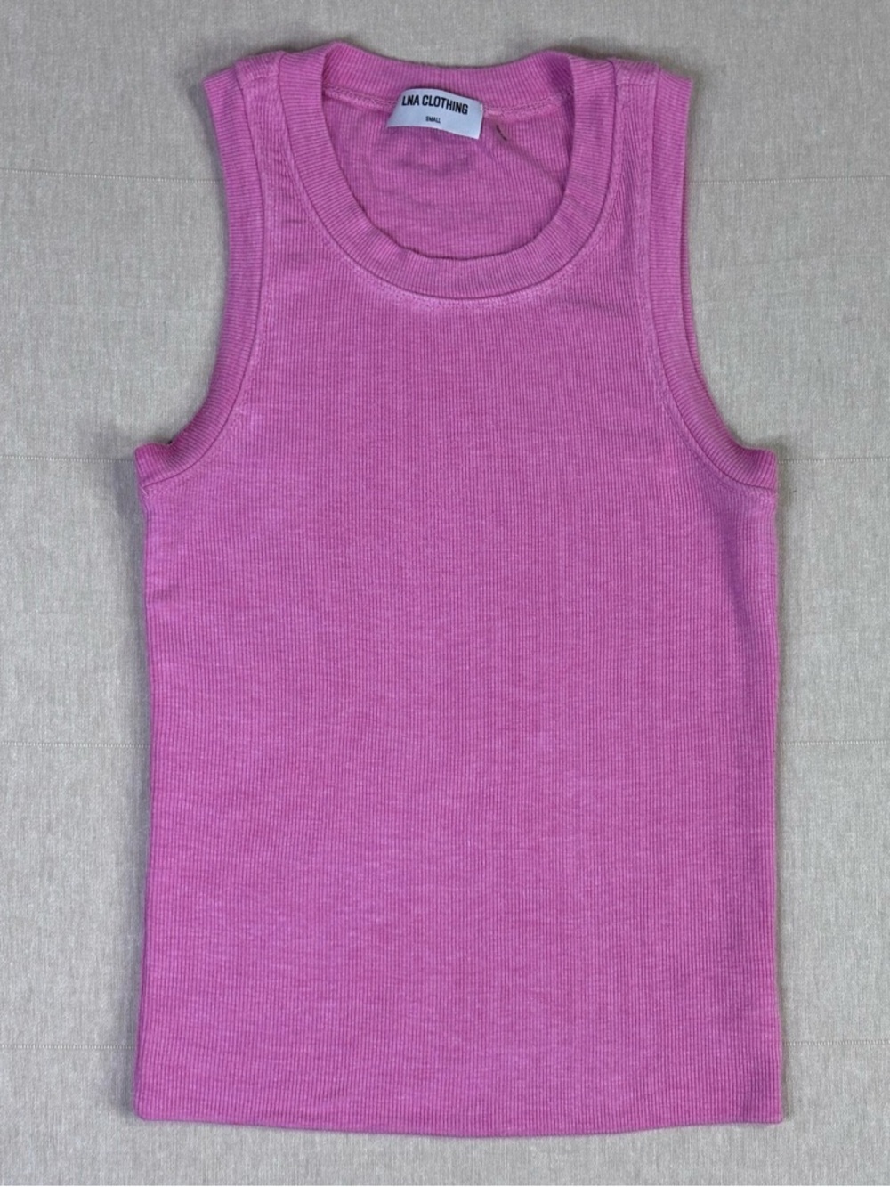 LNA Clothing Ribbed Tank Top Pink Fitted Stretch Essential Layer Size S